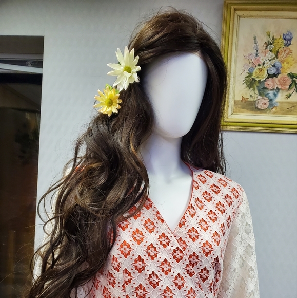 Late 60s Early 70s Cream Crochet Maxi Dress - Picture 10 of 11